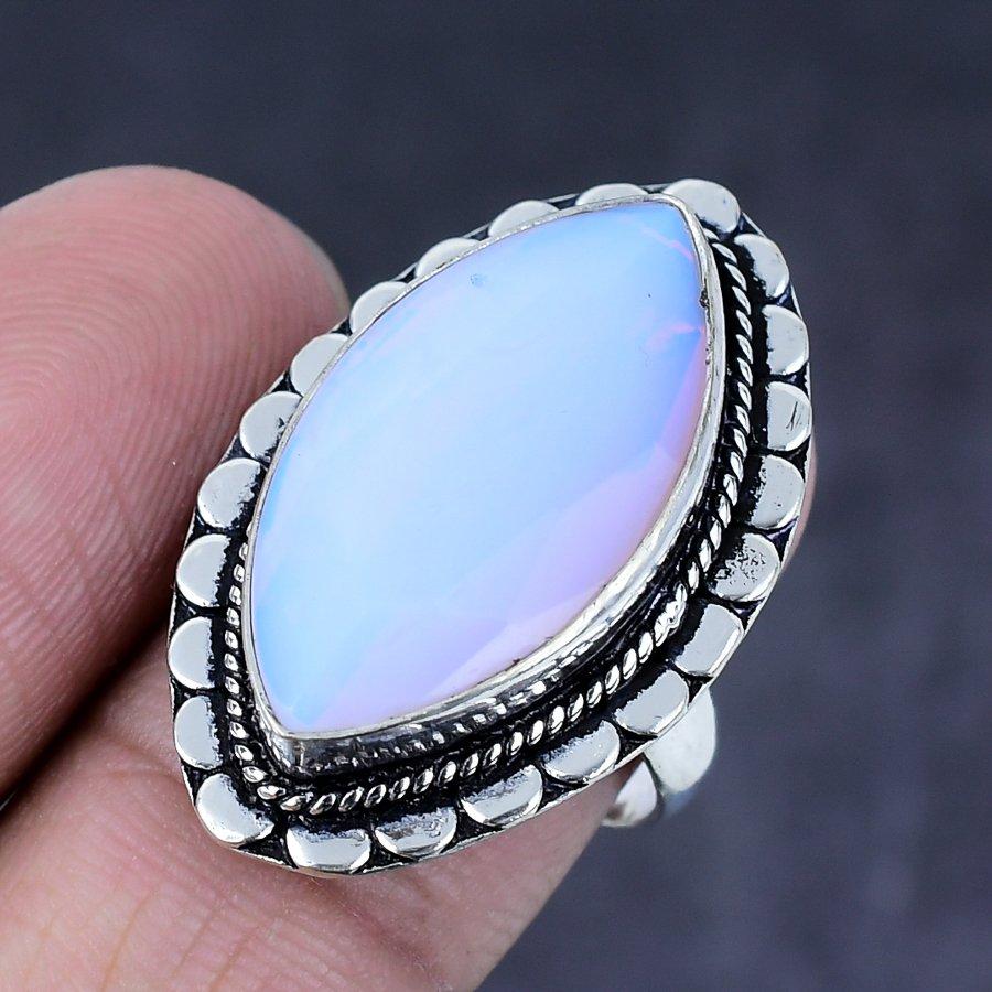 Milky Opal Gemstone 925 Steling Silver Jewelry Ring Size 8