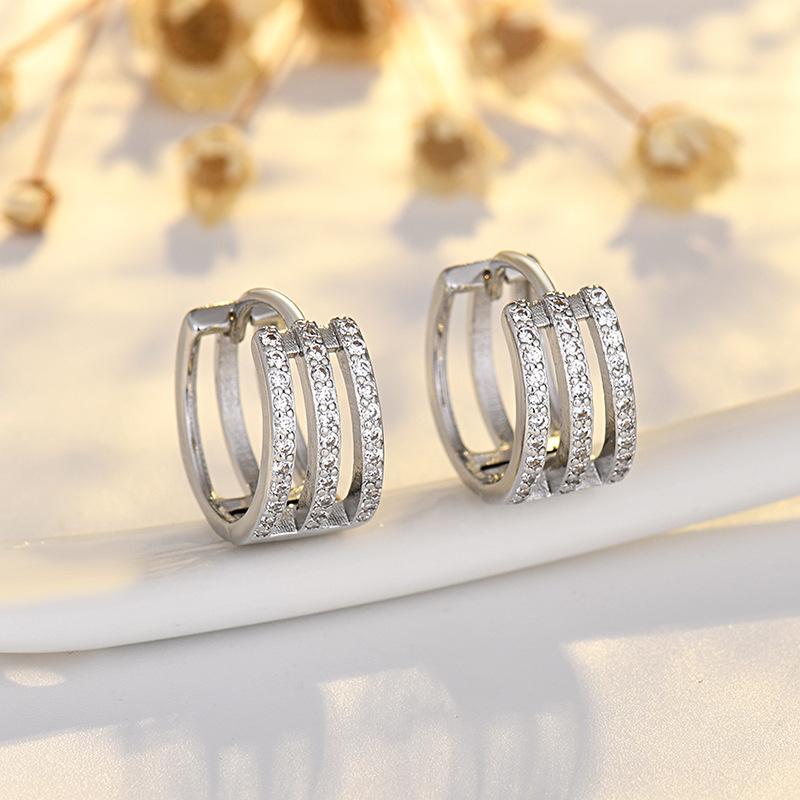 Простые и милые серьги-кольца многослойные с цирконием, металлические нишевые полые трехмерные растительные гипоаллергенные