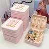 1PC Personalized Portable Jewelry Box for Women Girls Jewelry Case Small Jewelry Storage Pink Initial Letter