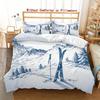 Ski Duvet Set Extreme Sports Themed Bedding Set Adult Youth Snow Mountain Printing Three-Piece Set