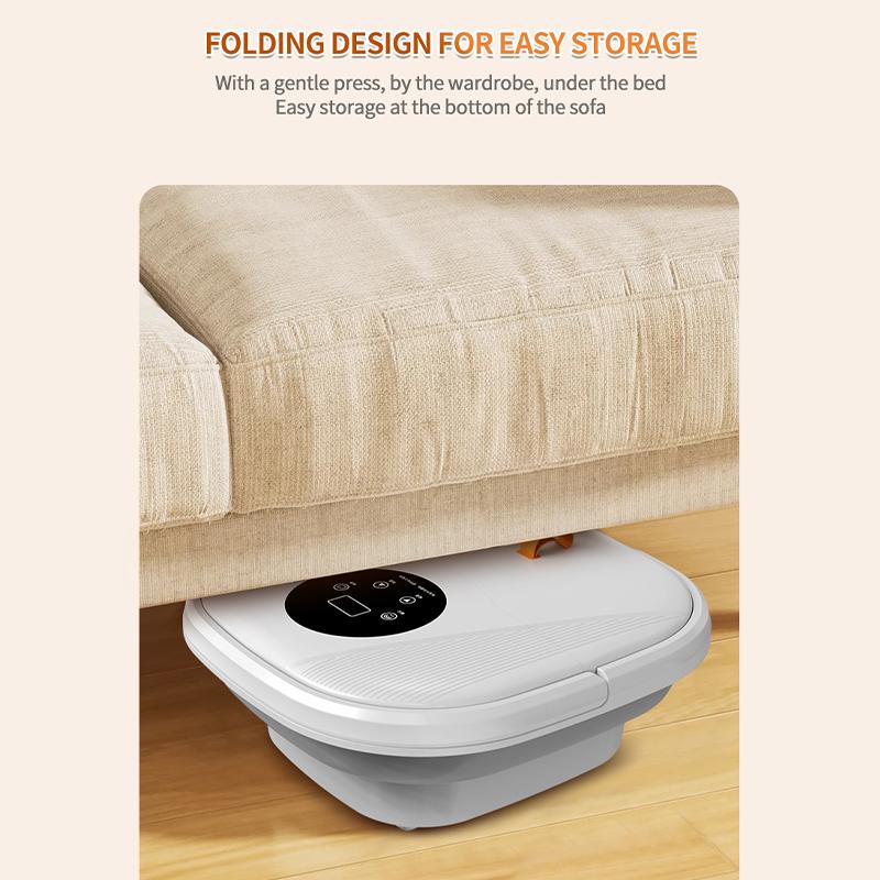 Складная автоматическая гидромассажная ванна для ног с тепловой вибрацией, ванна для ног с красным светом и массажными роликами для расслабления и снятия стресса