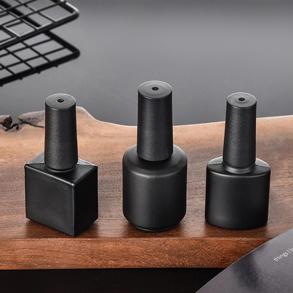 5ml 8ml 10ml 15ml Nail Polish Glass Bottle Dark Black Round Nail Polish Glue Empty Bottle Manufacturers Wholesale