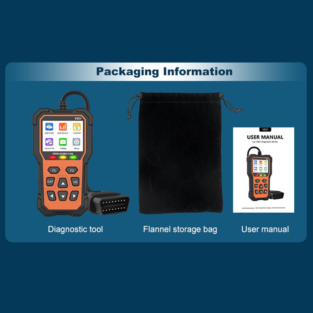 V521 Универсальный сканер OBDII Профессиональный считыватель кодов автомобилей Печать данных OBDIIEOBDCAN Режим сканирующего инструмента