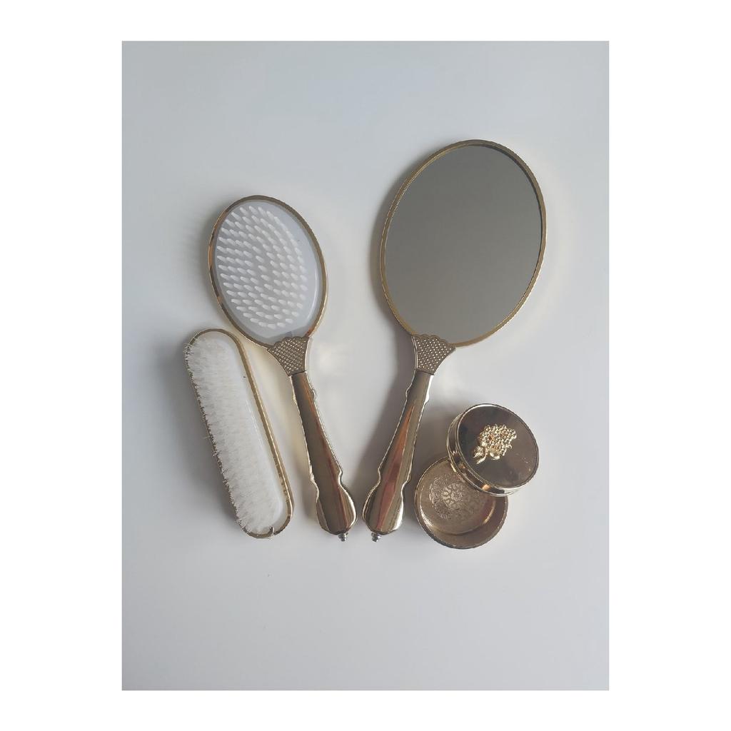 Off-white Bridal Bundle Mirror Comb Set / Dowry Box