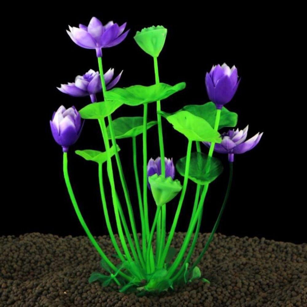 for Fish Tank Decor Beautiful Plasitc Water Grass Artificial Lotus Lotus Ornaments Aquatic Flower