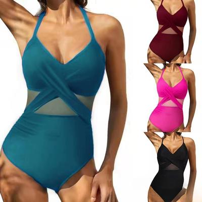2025 Новый цельный купальник Cross Sexy Backless Mesh Splicing цельный бикини для женщин