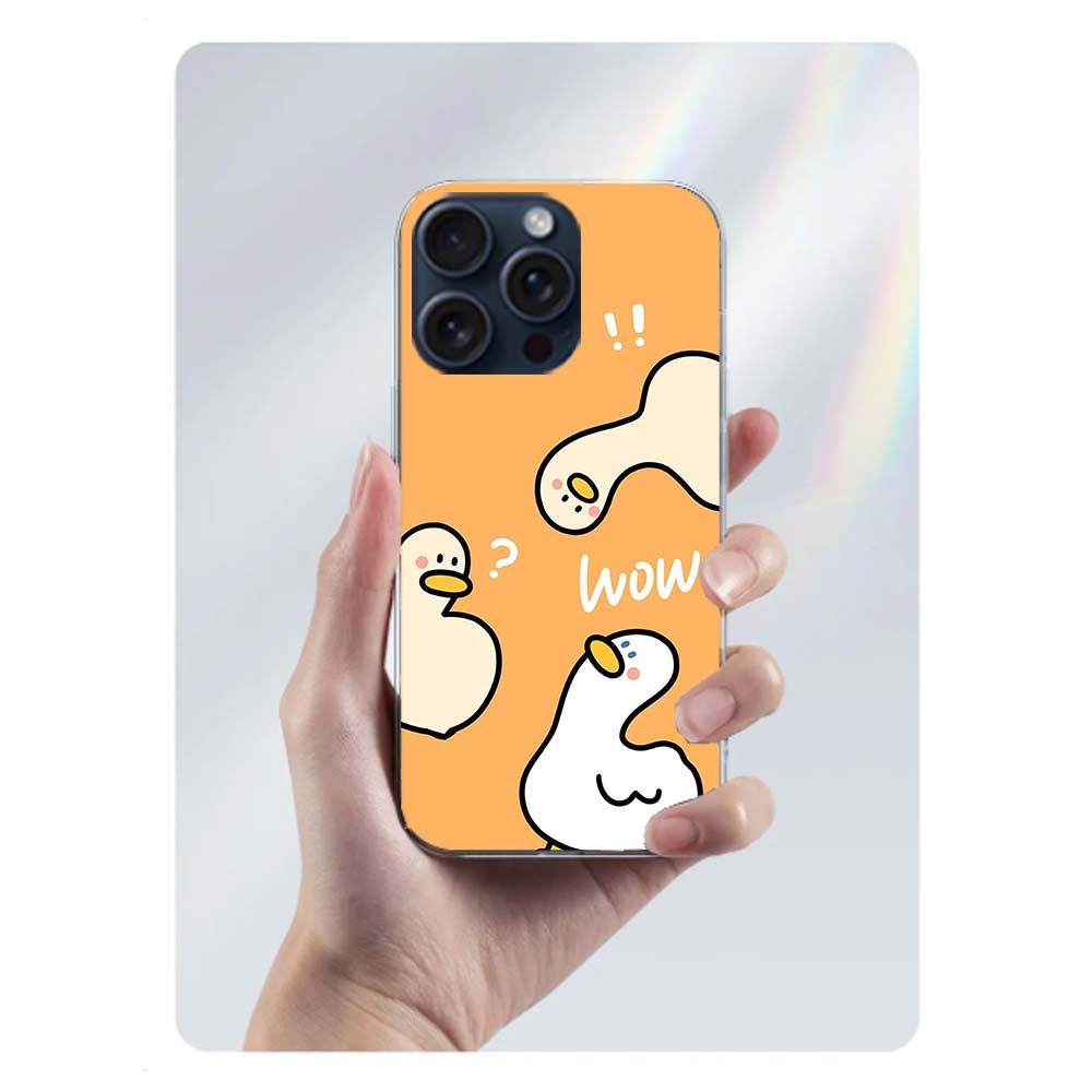 Cute Cartoon Duck Clear Phone Case For Iphone 17 Air 16 Pro Max 15 Pro 14 Plus 17E 16E 11 13 12 Mini Cover Cases Fundas Cell TPU