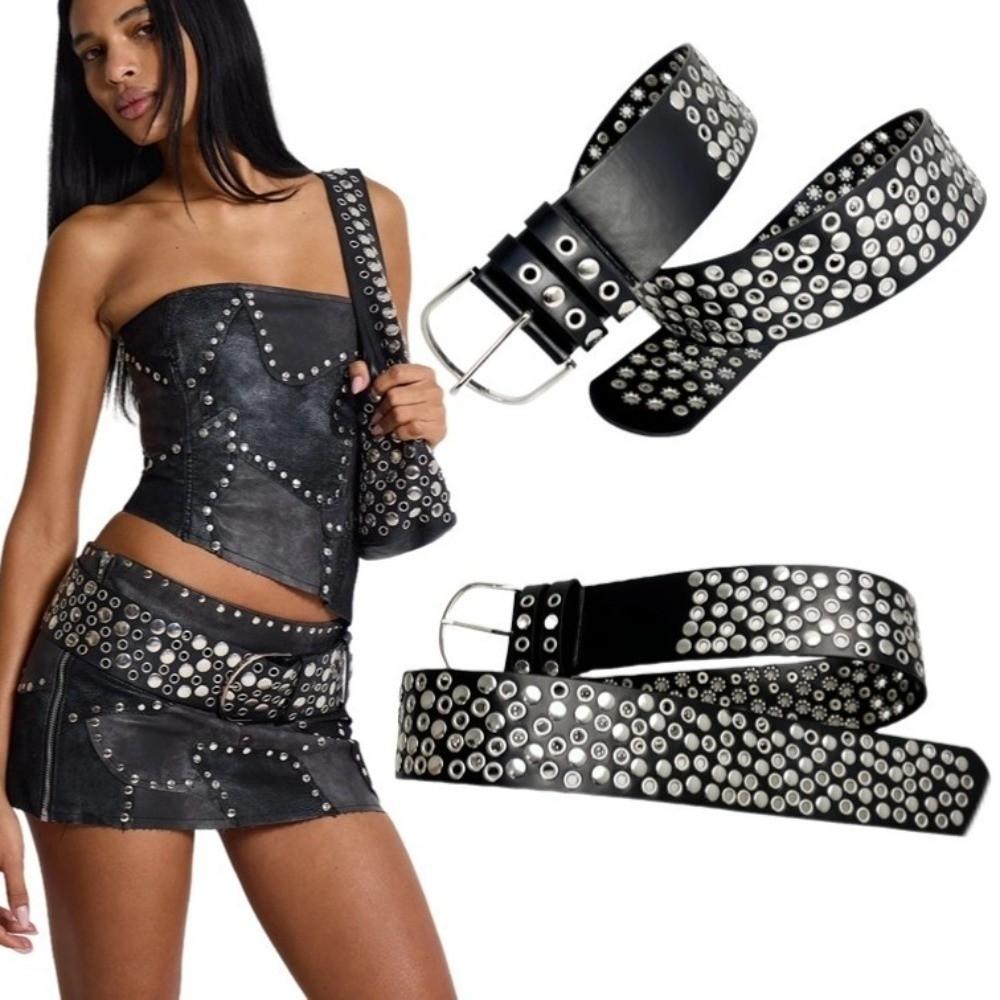Heavy-Duty Design Punk Studded Belt Personalized Retro-style Decorative Belt Concert