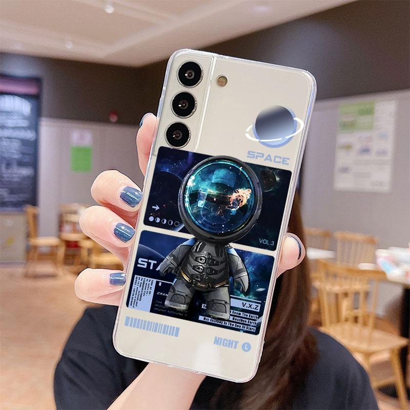 Прозрачный чехол для Samsung Galaxy S22 S20 FE S21 S10 S9 Plus Note 20 Ultra 10 Lite 9 Мягкий ТПУ Чехол для телефона Механический Астронавт Космос