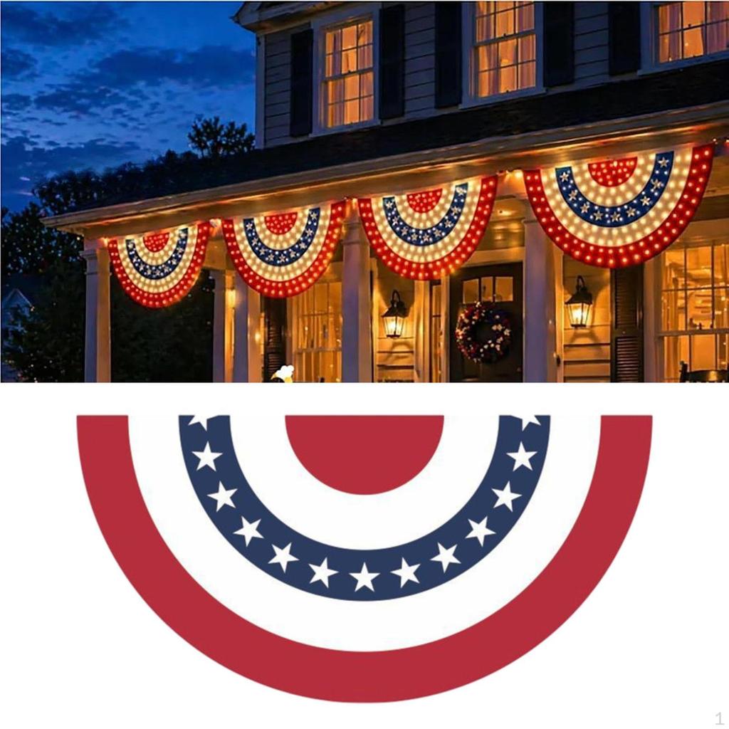 American Fan Flag Half Durability Decorative Portable with LED Lights Patriotic