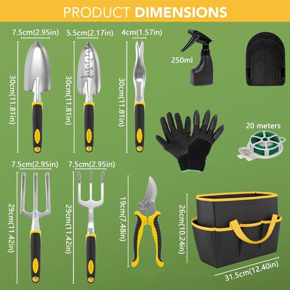 Набор садовых инструментов из алюминиевого сплава, прочный, нескользящий, комплект: садовая лопата, опрыскиватель, прополка, прополка цветов, грабли, садоводство, ландшафтный дизайн