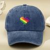 Retro Style Rainbow Heart-shaped Printed Baseball Cap with Sun Shading and Antique Design Adjustable