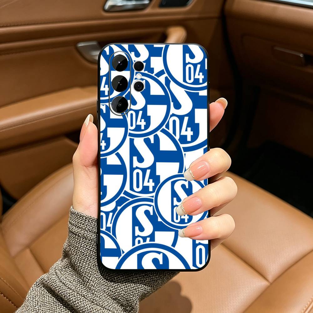Классический чехол из мягкого силикона S-Schalke 0 4 с узором P для Samsung S25, S24, S21, S22, S23, S30, Ultra, S20, Plus, FE, Lite - Черный