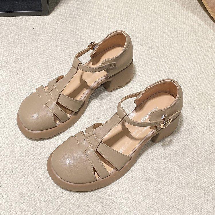 Черные летние женские босоножки на каблуках, лето 2024 г., удобные босоножки из искусственной кожи, женские босоножки на среднем каблуке с круглым носком в римском стиле