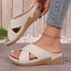 Summer Cross Strap Wedge Slippers for Women Comfortable Thick Sole Casual Sandals Woman Non Slip Platform Flip Flops Female 43