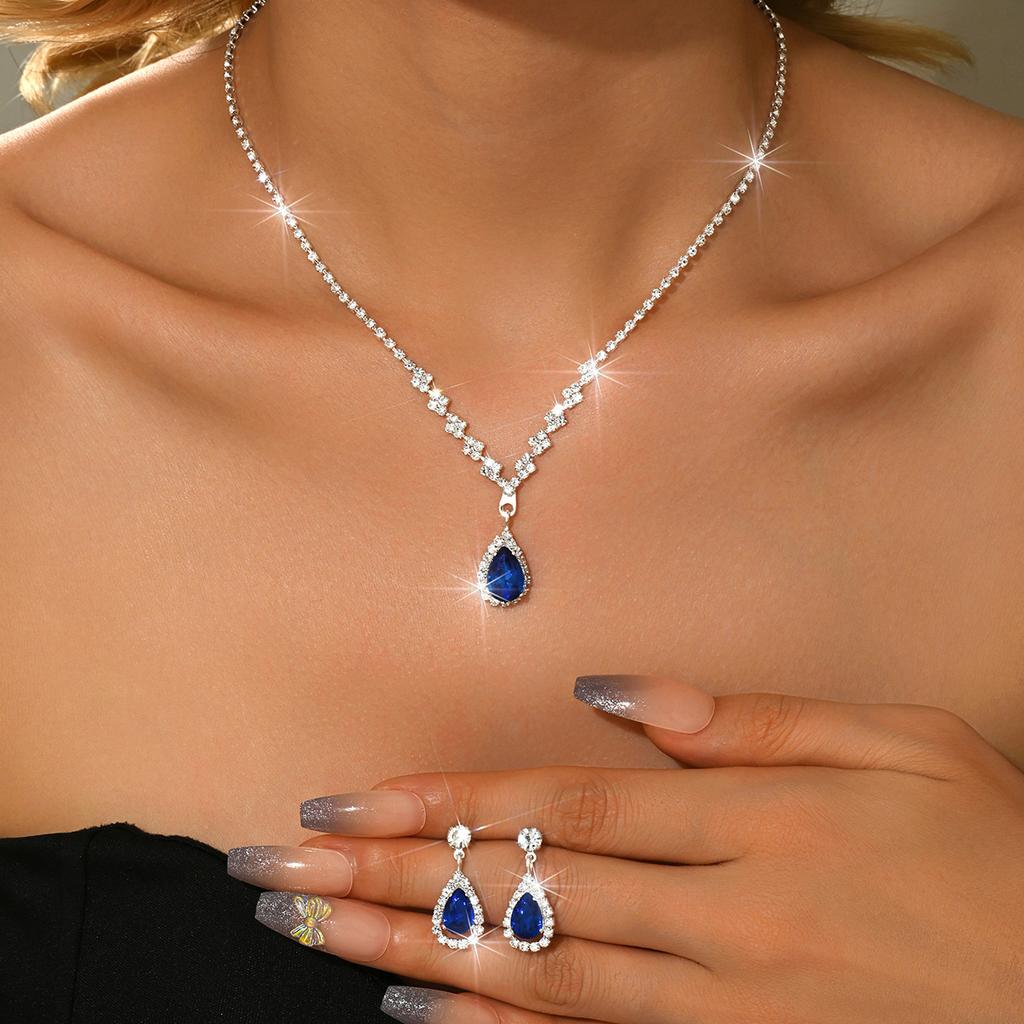 Necklace And Bracelet Accessory Set - Zircon Wedding Accessories Set - Bride's Jewelry Set