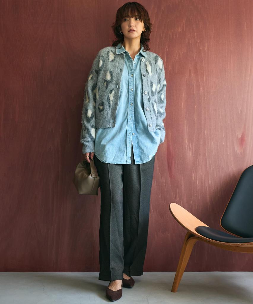 [AMERICAN HOLIC] "Bi-Bi-Bi" Tweed Straight Wide-Leg Pants Center Press Women's M Brown
