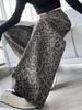 Women's Retro Leopard Print Wide-Leg Jeans - Petite Autumn/Winter Loose Fit