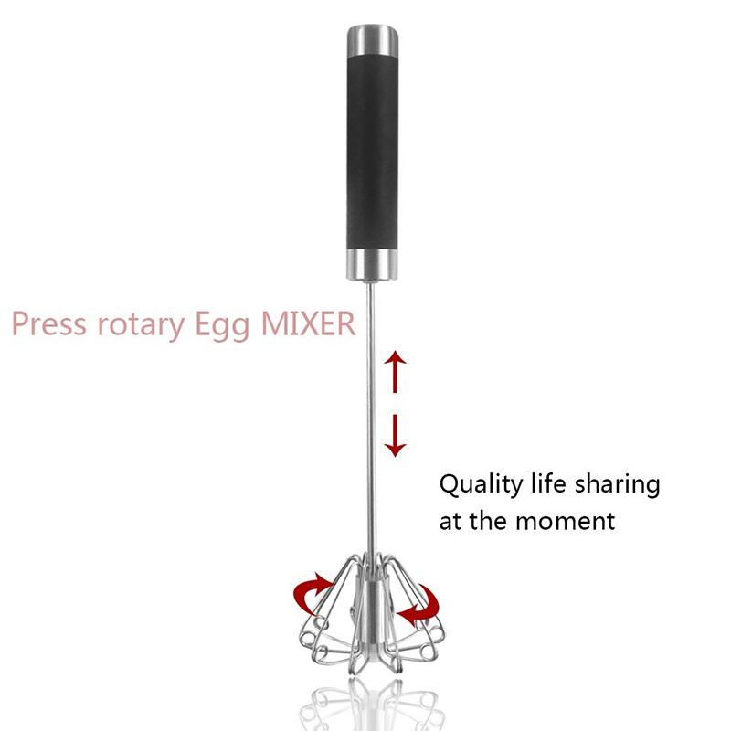 Полуавтоматический миксер для взбивания яиц, самовращающийся венчик из нержавеющей стали, ручной блендер