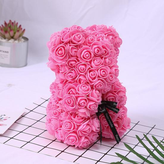 25cm Romantic Fake Rose Flower Foam Bear Doll Valentines Day Birthday Xmas