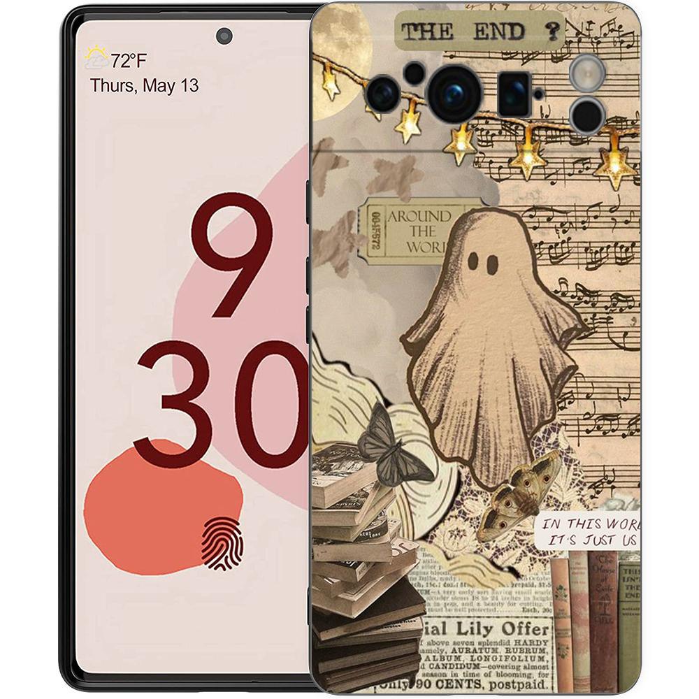 Чехол для телефона Google Pixel 8 A 7 6 Pro 6A 5G, черный, мягкий противоударный чехол, силиконовый чехол из ТПУ, милый маленький призрак