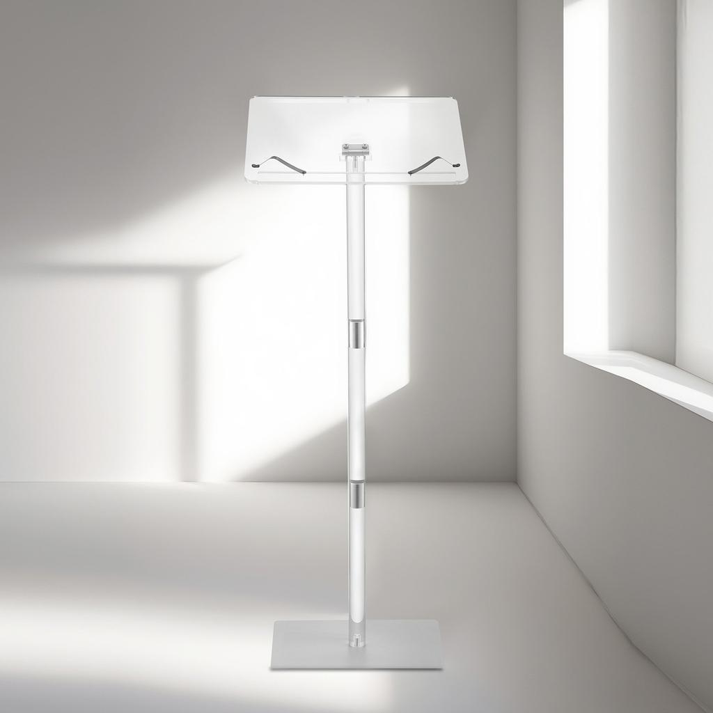 VEVOR Podium Stand, 1100 mm Acrylic Lectern, Portable Laptop Desk with Wide Reading Surface, Book Clips, Adjustable Angle, Floor-Standing