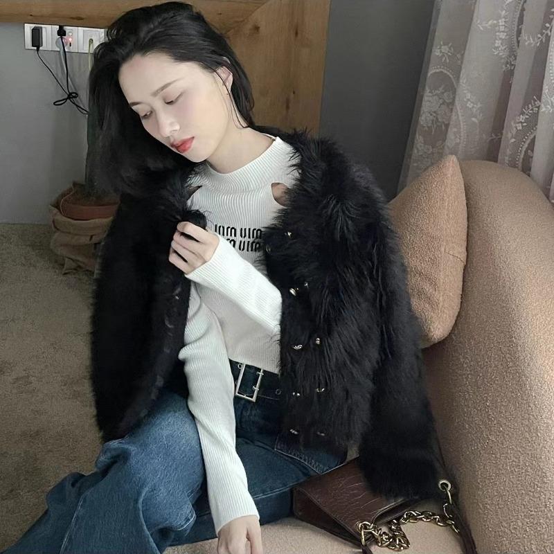 Кардиган для тяжелой промышленности, женское пальто с зарубежной имитацией норкового флиса, вязаный кардиган, двухрядное пальто на пуговицах в форме сердца, женское