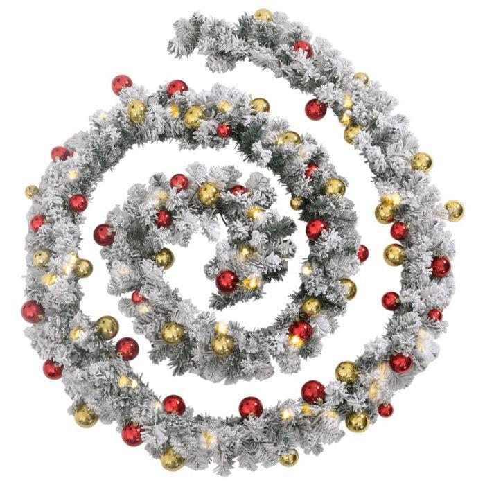 VidaXL Guirlande de Noël avec boules et lumières LED vert 10 m PVC, décoration de Noël, décor de Noël suspendu 4019673