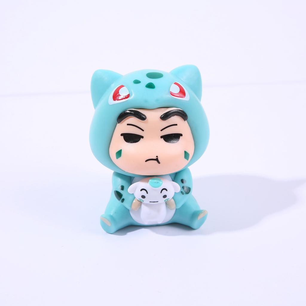 6pcs/set Crayon Shin chan Psyduck Eevee Charmander Bulbasaur Squirtle Action Figure Collection Model Toys