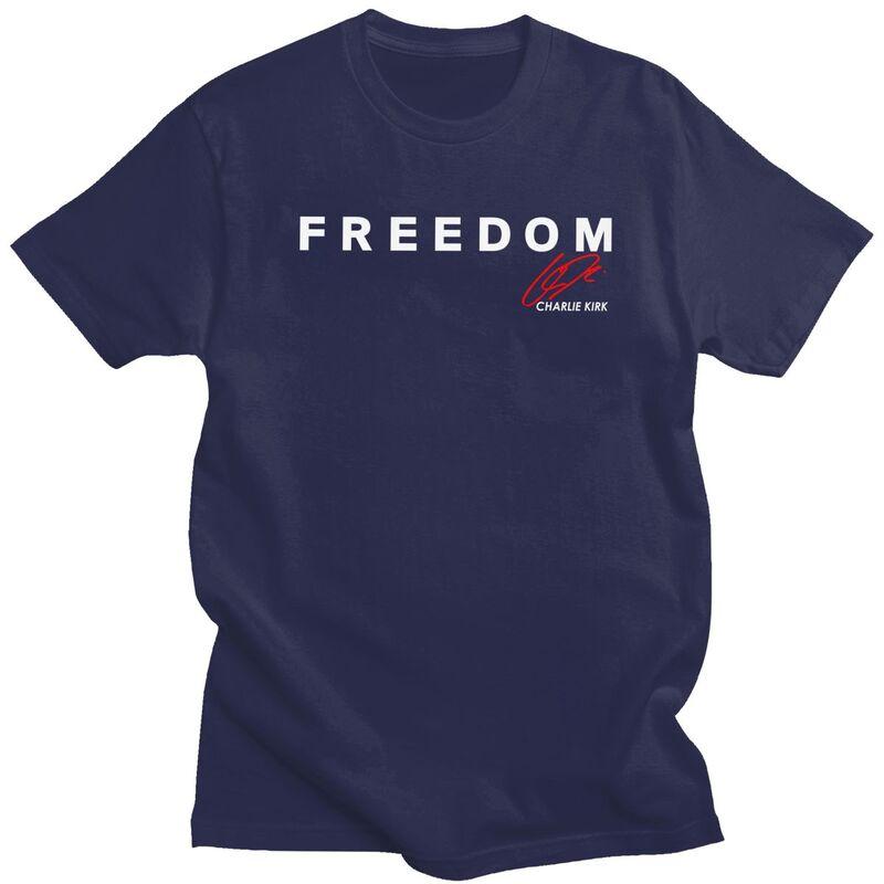 Fight For Freedom Charlie Kirk 19932025 Red Signature Tribute T Shirts Pure Cotton Tees Shirt Fashion ShortSleeve Clothing