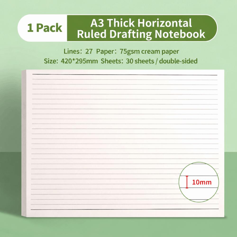 Tearable Lined Draft Notebook Thick Cream Paper Practice Paper Scratch Book Math & Note Taking