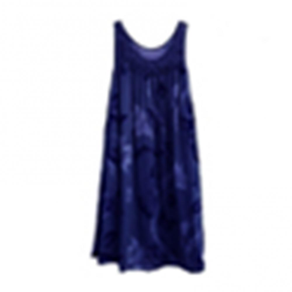 Плюс размер Цветочный принт кружева строчка О-образный вырез без рукавов Женское летнее свободное платье-майка