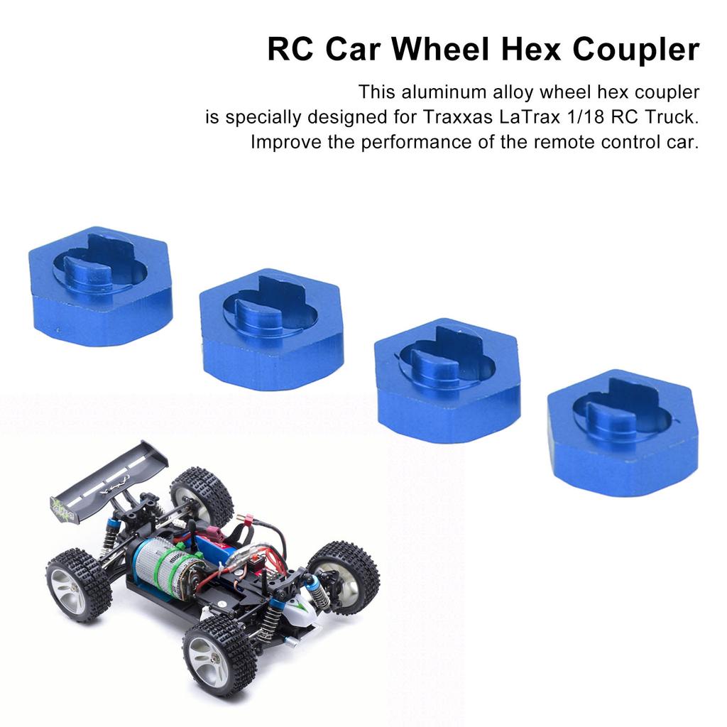 4PCS Wheel Hex Hub Adapter Aluminum Alloy Wheel Hex Coupler for LaTrax Teton 1Celsius18 RC Truck