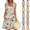 Женское летнее цветочное платье в стиле бохо с высокой талией, повседневное гавайское платье с V-образным вырезом для отдыха