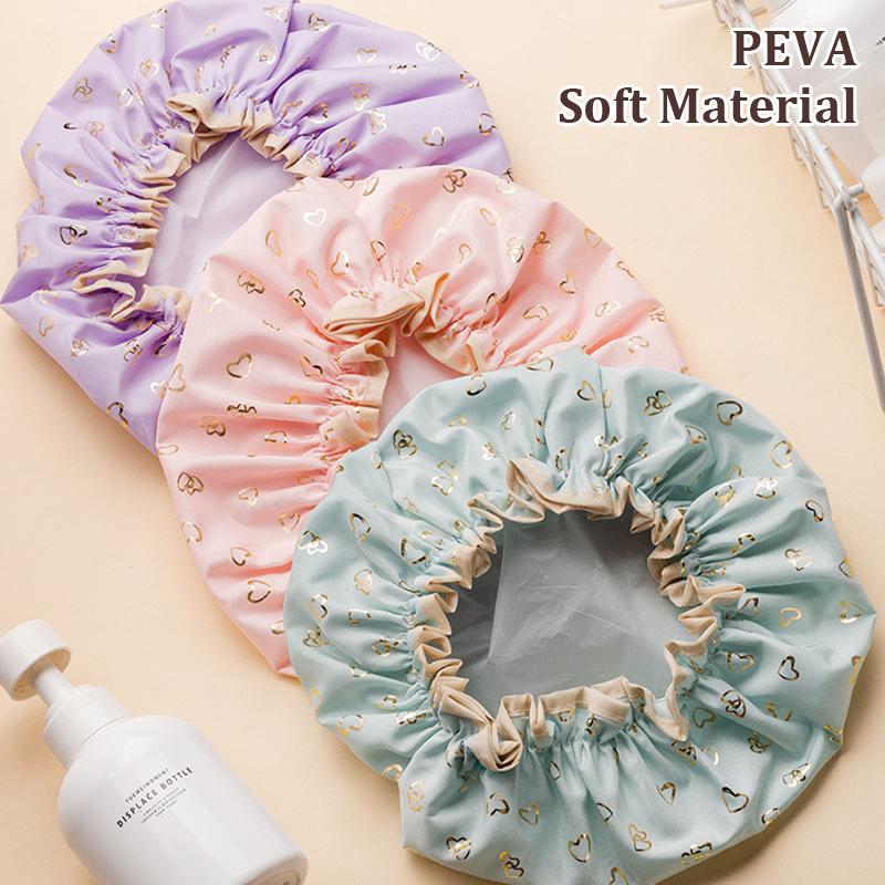 Водонепроницаемая шапочка для душа, двухслойная эластичная накладка для волос, женские принадлежности для кухни, ванной, шампуня, шапочки для купания