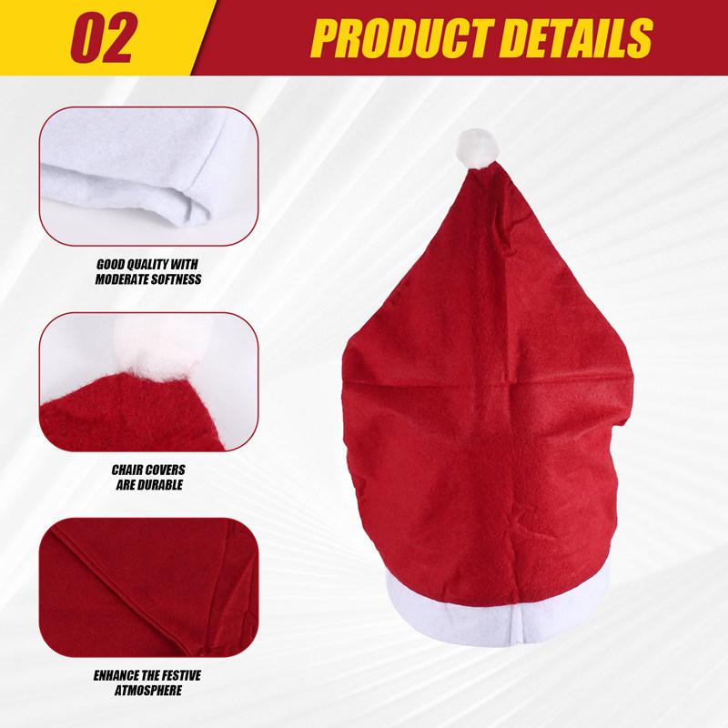 6 шт. Рождественские чехлы на стулья Чехлы на стулья в виде шапки Санты для столовой Праздничные рождественские украшения Красный