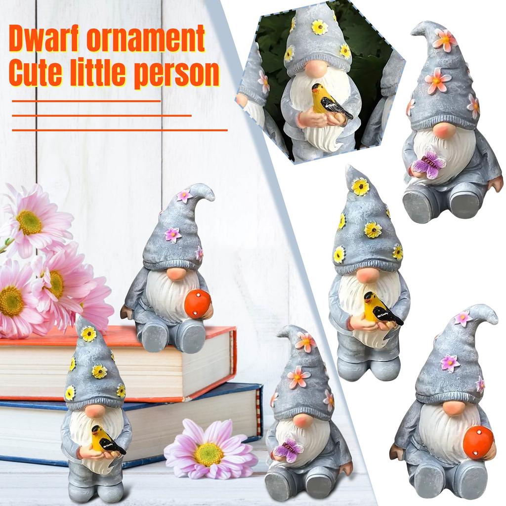 Dwarf Garden Gnome Statue American White Beard Dwarf Resin Craft Small Ornaments