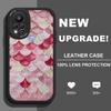 Slim Skin Feeling Pink Dragon Scale Pattern Soft Silicone PU Leather Cover Phone Case for iPhone Samsung Huawei Honor Xiaomi Redmi OPPO Realme Vivo
