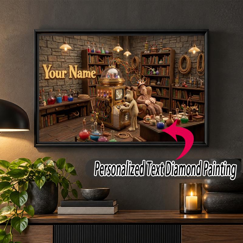 Wallace & Gromit Custom Name Text 5D Diamond Painting Kit DIY Full Drill Diamond Art Decoration