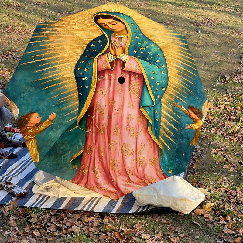 1PC Virgin Mary angels Automatic Open/Close Umbrella Compact Folding Umbrella with 8-Rib Shaft lightweight esign, Fashion Lovers1238A