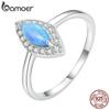 BAMOER кольцо на палец из стерлингового серебра 925 пробы с синим синтетическим опалом «Глаз дьявола» с кубическим цирконием для женщин, подарок на годовщину, ювелирные изделия