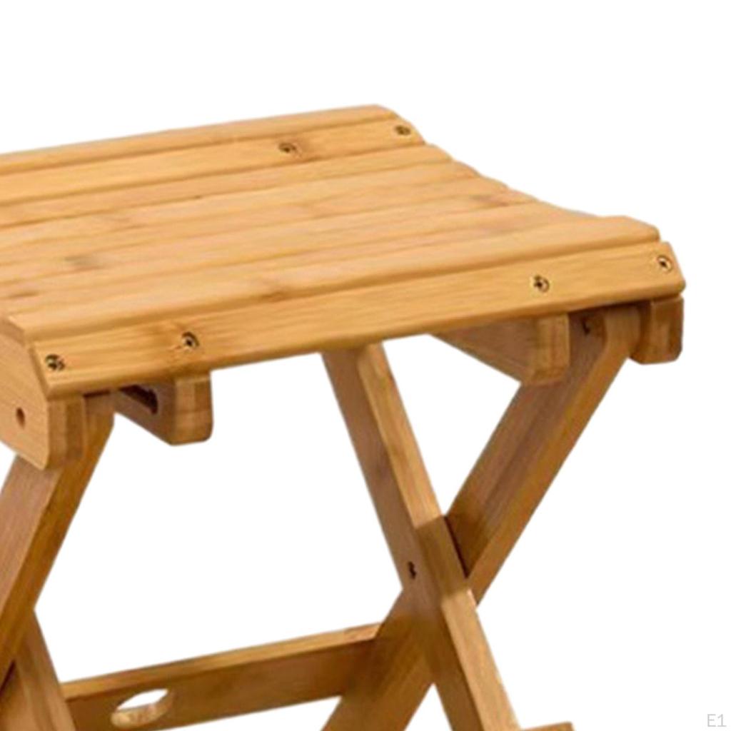 Bamboo Folding Stool Camping Chair Collapsible Foldable Fishing for Beach Yard