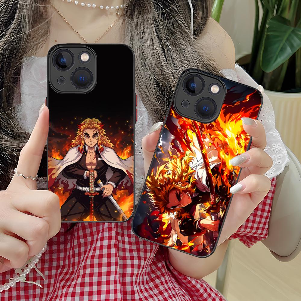 Чехол для телефона Demon Slayer Ренгоку для iPhone 16 15 14 13 12 11 X XR XS 8 7 Pro Max Plus Mini Цветная Печать Силиконовый Чехол Красивый