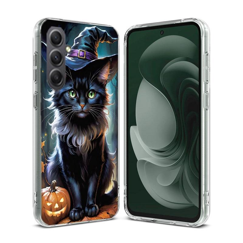 Halloween Magic Cat Phone Case for Samsung A16 A26 A36 A56 A17 A37 A57 A07 A06 A02S A03 A04S A05S Galaxy Note 20 10 A50S A71 A51