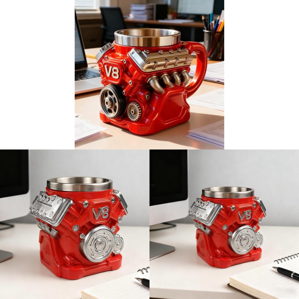Механическая кружка V8 Engine, смола, металл, кофейная кружка для любителей автомобилей и в качестве подарка