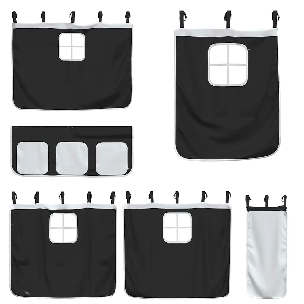 Bunk Bed with Curtains White & Black 80 x 200 cm Pine Wood