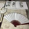 1PC 10 Inch Folding Fan Hand Silk Cloth DIY Chinese Folding Fan Wooden Bamboo Antiquity Fold Fans DIY Calligraphy Painting Decor