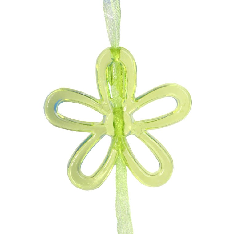 Decorative Tape with Plastic Flowers Green Ribbons 165 cm