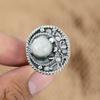 Natural Rainbow Moonstone Gemstone Promise Adjustable Ring 925 Silver For Girls