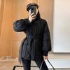 Winter Warm Quilted Down Cotton Coat Women Thickened Slim Fit Waist Belted Fashion Jacket
